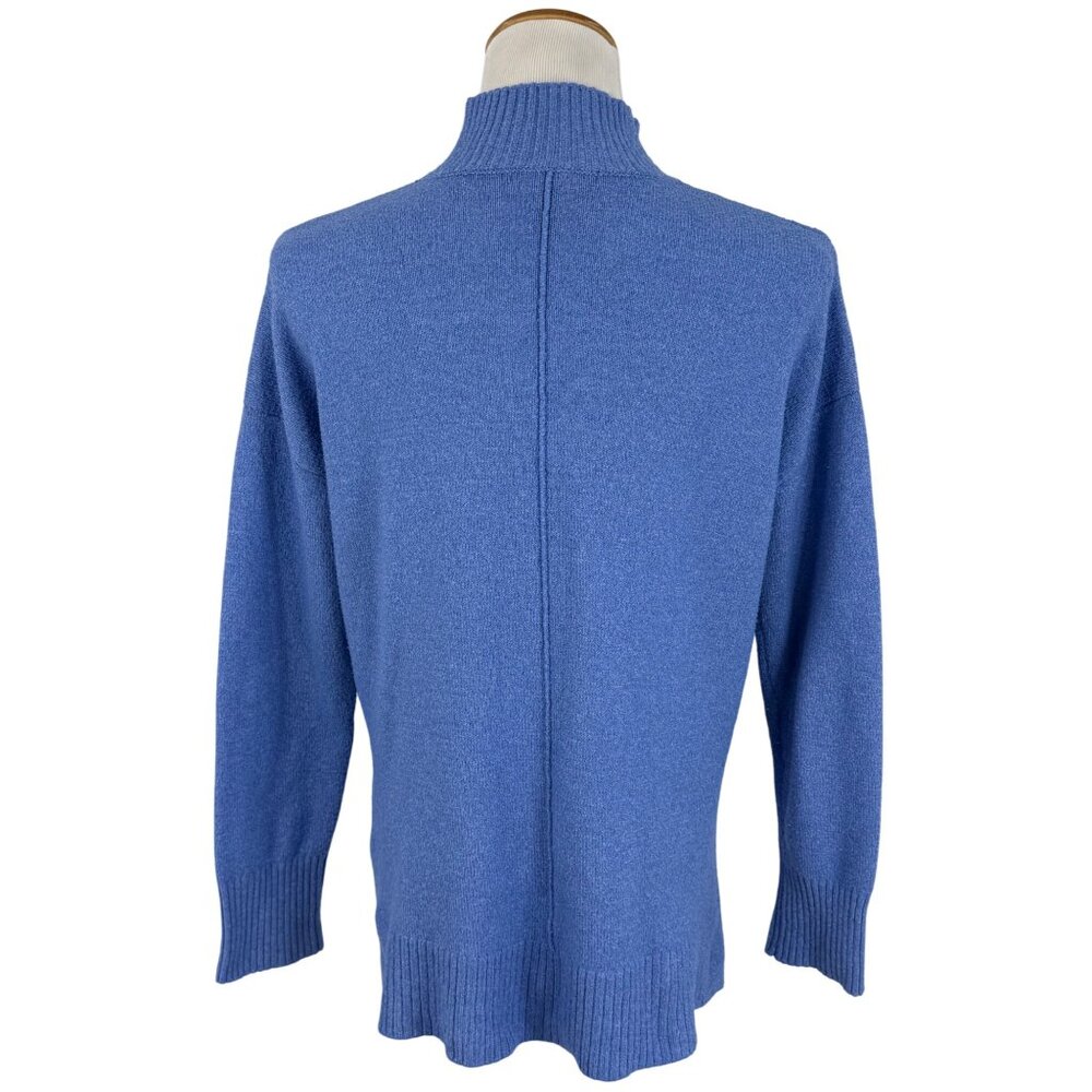Tahari Blue Mock Neck Ribbed Sweater | Coastal Grandmother Quiet Luxury Preppy S - Picture 12 of 16